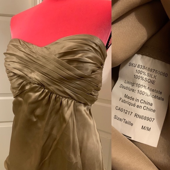 Red silk Le Chateau strapless top w/ruching detail - Picture 8 of 8